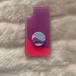 iPhone XR Marpple neon liquid sand phone case with pop socket